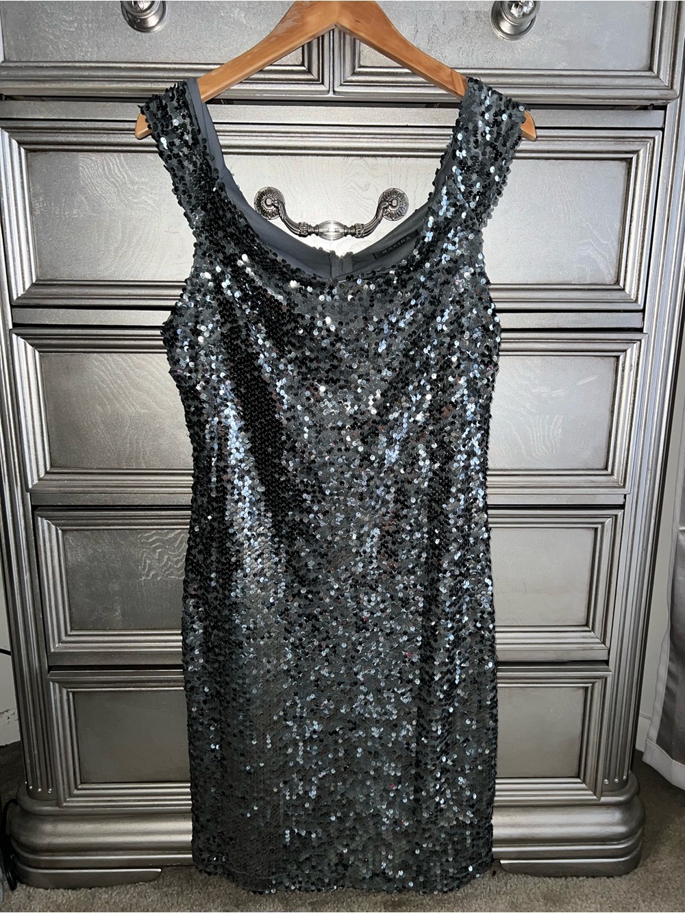 MARINA Silver Sequin Mini Dress
